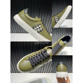 Bottega Veneta New Calf Leather Casual Sneakers For Men Green