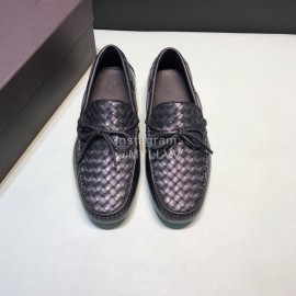 Bottega Veneta Woven Calf Leather Bow Casual Shoes For Men 