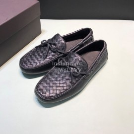 Bottega Veneta Woven Calf Leather Bow Casual Shoes For Men Black