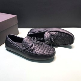 Bottega Veneta Woven Calf Leather Bow Casual Shoes For Men Black