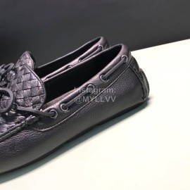 Bottega Veneta Woven Calf Leather Bow Casual Shoes For Men Black