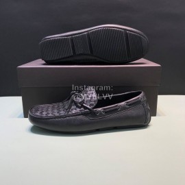 Bottega Veneta Woven Calf Leather Bow Casual Shoes For Men Black