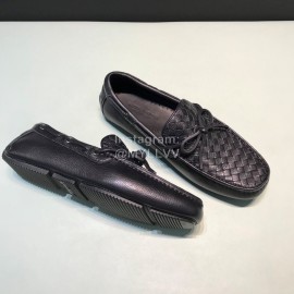 Bottega Veneta Woven Calf Leather Bow Casual Shoes For Men Black