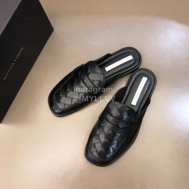 Bottega Veneta Soft Woven Cowhide Sandals For Men Black