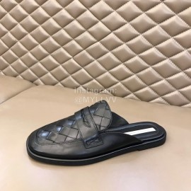 Bottega Veneta Soft Woven Cowhide Sandals For Men Black