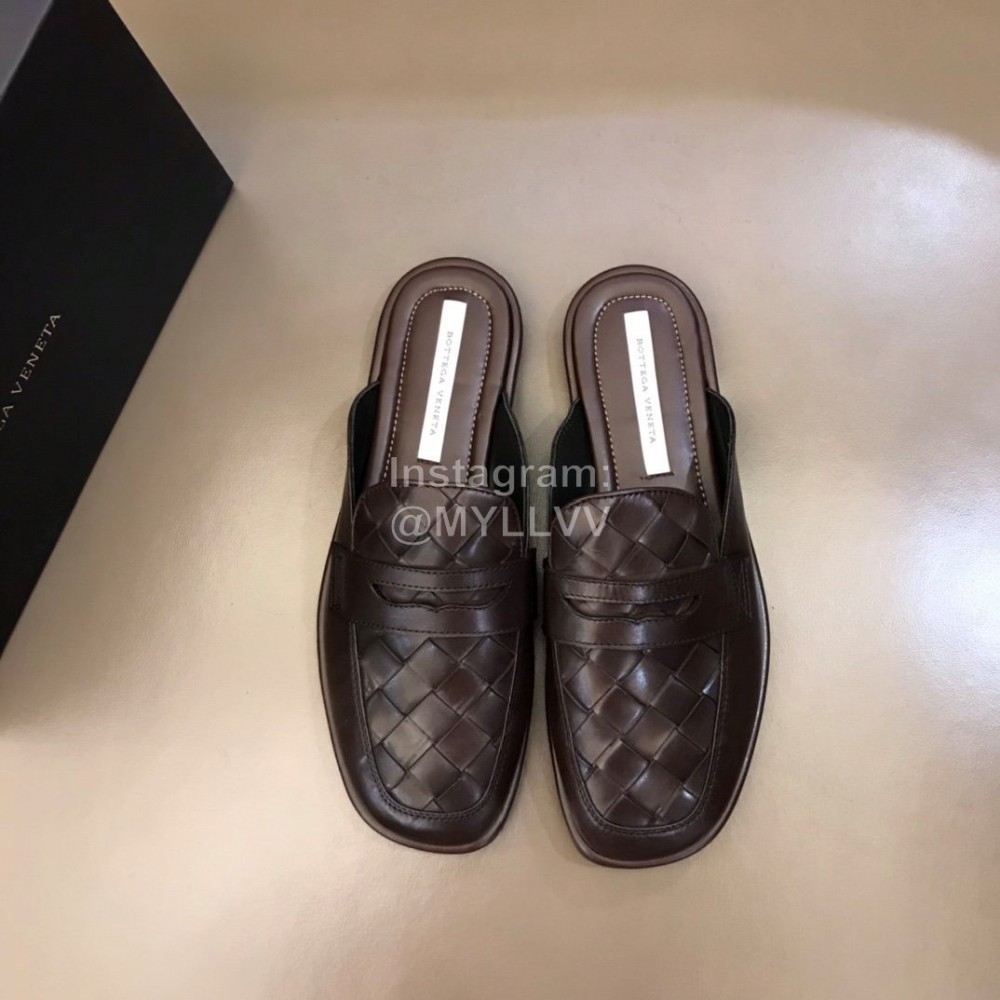Bottega Veneta Soft Woven Cowhide Sandals For Men Brown