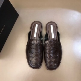 Bottega Veneta Soft Woven Cowhide Sandals For Men Brown