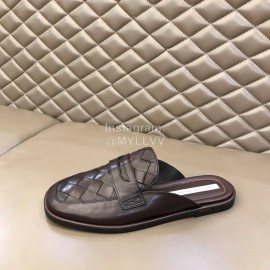 Bottega Veneta Soft Woven Cowhide Sandals For Men Brown