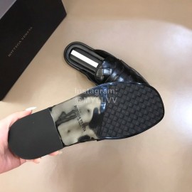 Bottega Veneta Black Soft Woven Cowhide Sandals For Men