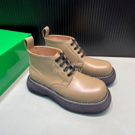Bottega Veneta Cowhide Thick Soles Short Bounce Boots For Men And Women Coffee