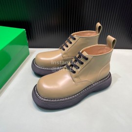 Bottega Veneta Cowhide Thick Soles Short Bounce Boots For Men And Women Coffee