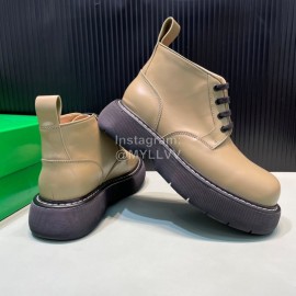 Bottega Veneta Cowhide Thick Soles Short Bounce Boots For Men And Women Coffee
