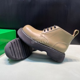 Bottega Veneta Cowhide Thick Soles Short Bounce Boots For Men And Women Coffee