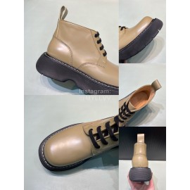 Bottega Veneta Cowhide Thick Soles Short Bounce Boots For Men And Women Coffee