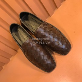 Bottega Veneta New Woven Calf Leather Casual Shoes For Men Coffee