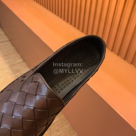 Bottega Veneta New Woven Calf Leather Casual Shoes For Men Coffee