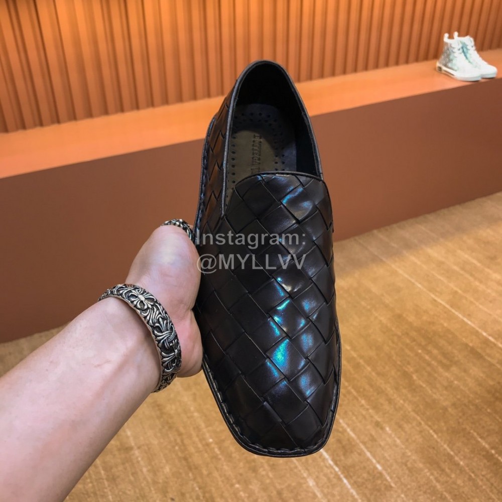 Bottega Veneta New Woven Calf Leather Casual Shoes For Men Black