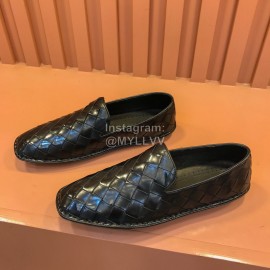 Bottega Veneta New Woven Calf Leather Casual Shoes For Men Black