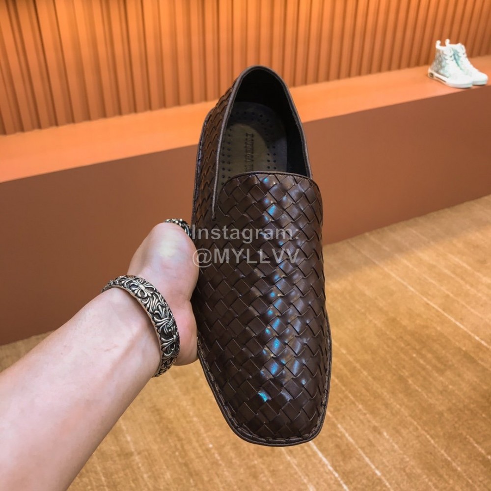 Bottega Veneta New Woven Calf Leather Casual Shoes Coffee For Men 