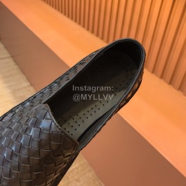 Bottega Veneta New Woven Calf Leather Casual Shoes Black For Men 