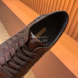 Bottega Veneta Woven Calf Leather Lace Up Shoes For Men Coffee