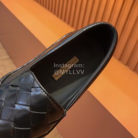 Bottega Veneta Fashion Woven Calf Leather Shoes For Men Black
