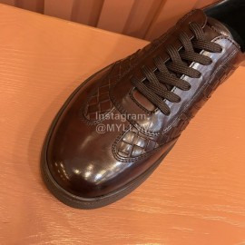 Bottega Veneta Woven Cowhide Lace Up Shoes For Men Coffee