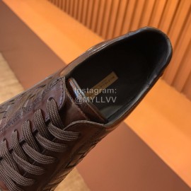 Bottega Veneta Woven Cowhide Lace Up Shoes For Men Coffee