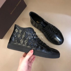 Bottega Veneta Woven Cowhide High Top Shoes For Men Black