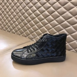Bottega Veneta Woven Cowhide High Top Shoes For Men Black