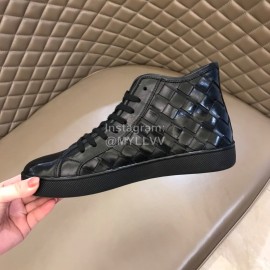Bottega Veneta Woven Cowhide High Top Shoes For Men Black