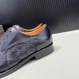 Bottega Veneta New Black Woven Cowhide Lace Up Shoes For Men 