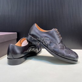 Bottega Veneta New Black Woven Cowhide Lace Up Shoes For Men 