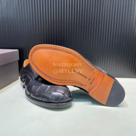 Bottega Veneta New Black Woven Cowhide Lace Up Shoes For Men 
