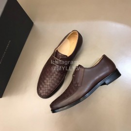 Bottega Veneta Woven Cowhide Shoes For Men Reddish Brown