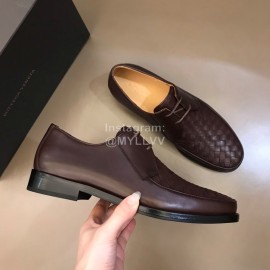 Bottega Veneta Woven Cowhide Shoes For Men Reddish Brown
