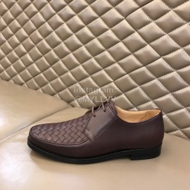 Bottega Veneta Woven Cowhide Shoes For Men Reddish Brown