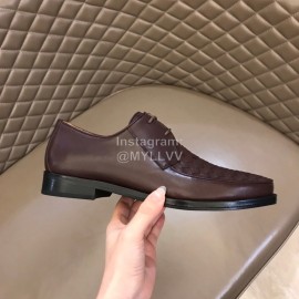 Bottega Veneta Woven Cowhide Shoes For Men Reddish Brown