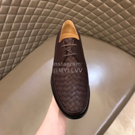 Bottega Veneta Woven Cowhide Shoes For Men Reddish Brown
