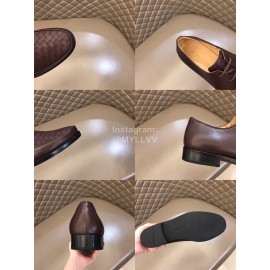 Bottega Veneta Woven Cowhide Shoes For Men Reddish Brown