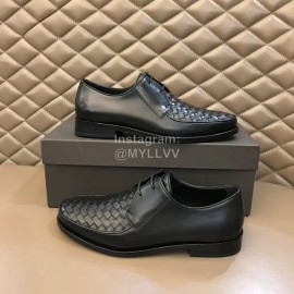 Bottega Veneta Black Woven Cowhide Shoes For Men