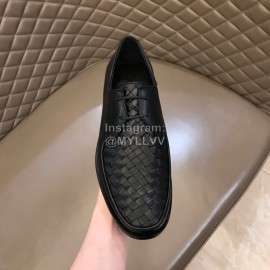 Bottega Veneta Black Woven Cowhide Shoes For Men