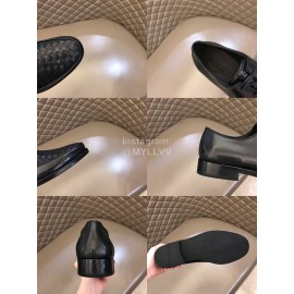 Bottega Veneta Black Woven Cowhide Shoes For Men