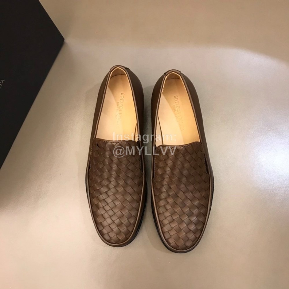 Bottega Veneta Woven Cowhide Shoes For Men Brown