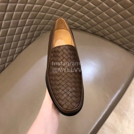 Bottega Veneta Woven Cowhide Shoes For Men Brown