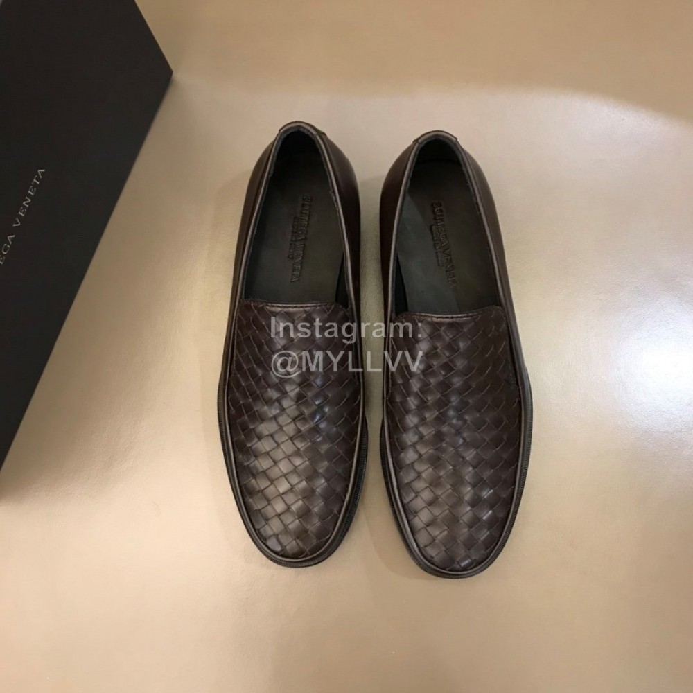 Bottega Veneta Woven Cowhide Shoes For Men Coffee