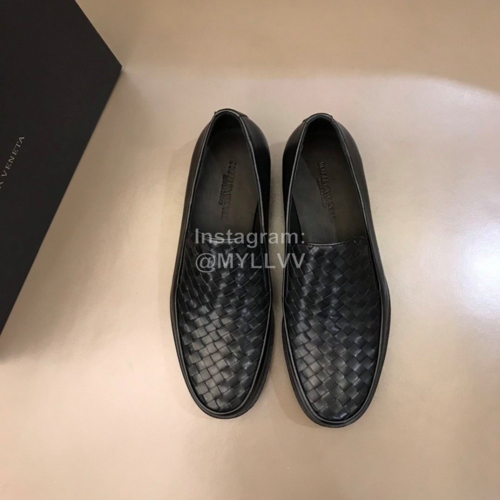 Bottega Veneta New Woven Cowhide Shoes For Men Black