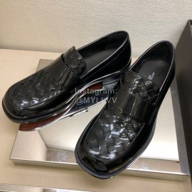 Bottega Veneta Woven Patent Leather Shoes For Men Black