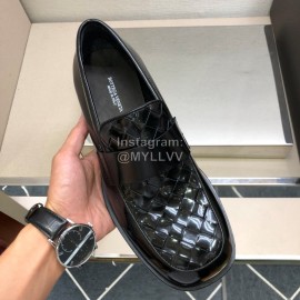 Bottega Veneta Woven Patent Leather Shoes For Men Black