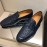 Bottega Veneta Leather Woven Casual Shoes For Men Navy